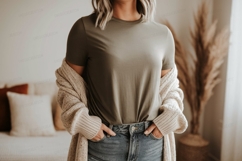 Olive green t shirt mockup image Product Image 1