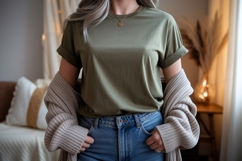 Olive green t shirt mockup image Product Image 1