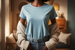 Light blue t shirt mockup clothing Product Image 1