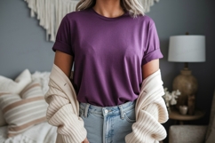 Purple T Shirt Mockup apparel Product Image 1