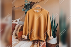 Mustard Sweatshirt Tshirt Mockup Hanging Bohemian Decor Product Image 1