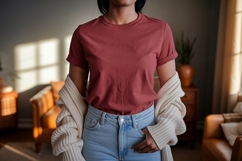 Terracotta tee light wash denim image Product Image 1