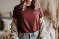 Maroon t shirt mockup clothing Product Image 1