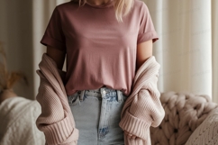 Rose TShirt Light Jeans Pink Cardigan Product Image 1