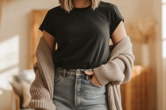 Black t shirt and denim jeans mockup image Product Image 1