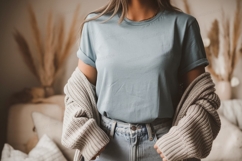 Light blue t shirt mockup clothing Product Image 1