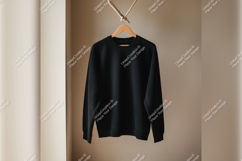 Black Tshirt Mockup On Wooden Hanger Product Image 1