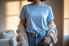 Light blue t shirt and denim jeans mockup image Product Image 1