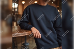 Man In Navy Sweatshirt Tshirt Mockup Product Image 1