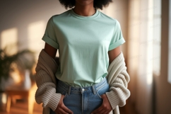 Mint tee and denim jeans mockup t-shirt Product Image 1