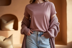 Rose t shirt denim jeans cardigan tshirt Product Image 1