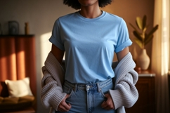 Light blue t shirt mockup casual Product Image 1