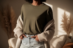 Olive green t shirt mockup image Product Image 1