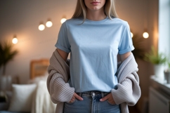 Light blue t shirt mockup casual Product Image 1