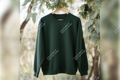 Dark Green Tshirt Mockup On Hanger Outdoors Product Image 1