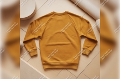 Mustard Sweatshirt Mockup Top View Neutral Background Product Image 1