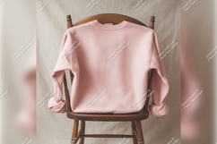Pink Sweatshirt On Chair Tshirt Mockup Product Image 1