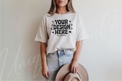 Creamy White Relaxed Fit T-Shirt Mockup Product Image 1