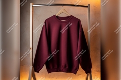 Maroon Sweatshirt On Hanger Tshirt Mockup Product Image 1