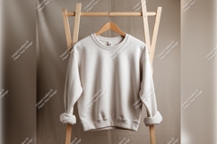 Cream Sweatshirt On Hanger Tshirt Mockup Product Image 1