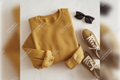 Mustard Tshirt Mockup With Sneakers And Glasses Product Image 1