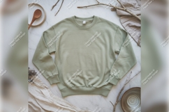 Sage Green Tshirt Mockup On Marble Surface Product Image 1