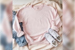 Pink Tshirt Mockup With Jeans And Sneakers Product Image 1