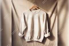 Cream Sweatshirt On Hanger Tshirt Mockup Product Image 1