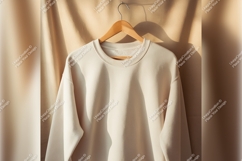 Beige Sweatshirt On Hanger Tshirt Mockup Product Image 1