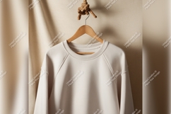 Cream Sweatshirt On Hanger Tshirt Mockup Design Product Image 1