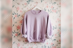 Purple Sweatshirt Tshirt Mockup Floral Wallpaper Background Product Image 1