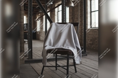 Grey Sweatshirt Tshirt Mockup On Chair Product Image 1