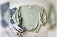 Light Green Tshirt Mockup With Jeans And Shoes Product Image 1