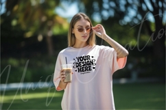 Soft Peach Relaxed Fit T-Shirt Mockup Product Image 1