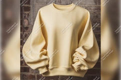 Yellow Oversized Sweatshirt Tshirt Mockup Still Life Product Image 1