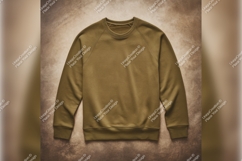 Olive Green Sweatshirt On Textured Background Tshirt Mockup Product Image 1