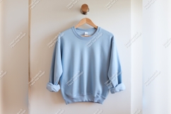 Light Blue Sweatshirt On Hanger Tshirt Mockup Product Image 1