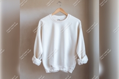 Cream Sweatshirt On Hanger Tshirt Mockup Product Image 1