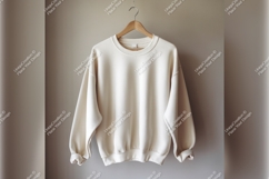Cream Oversized Sweatshirt Hanger Tshirt Mockup Product Image 1