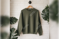Olive Green Tshirt Mockup On Hanger Product Image 1