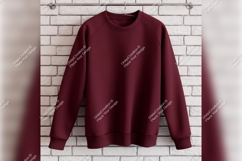 Maroon Sweatshirt Hanging On Brick Wall Tshirt Mockup Product Image 1