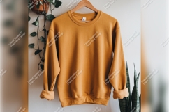 Mustard Color Tshirt Mockup On Wooden Hanger Product Image 1