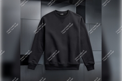Black Crewneck Sweatshirt Tshirt Mockup Isolated Product Image 1