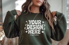 Dark Green Casual Sweatshirt Mockup Product Image 1