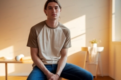 Man wearing raglan t shirt blue jeans image Product Image 1