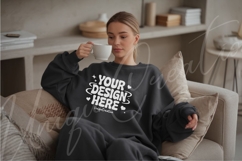 Warm Black Oversized Sweatshirt Mockup Product Image 1