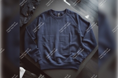 Navy Blue Tshirt Mockup Flat Lay Still Product Image 1