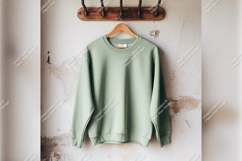 Sage Green Sweatshirt Hanging On A Wall Product Image 1