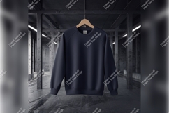 Navy Blue Tshirt Mockup Hanging In Dark Space Product Image 1