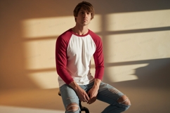Young Man Baseball Shirt Mockup clothing Product Image 1